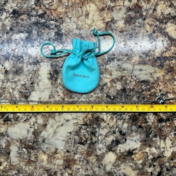 Retired Tiffany & CO Fleur De Lis Key Pendant Charm Necklace Sterling Silver - Picture 2 of 6
